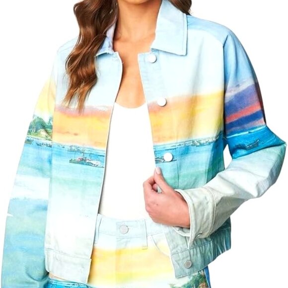 Blank NYC Denim Trucker Jacket "Lost in Paradise" 100% Cotton Sea Ships Size XS - Picture 2 of 9